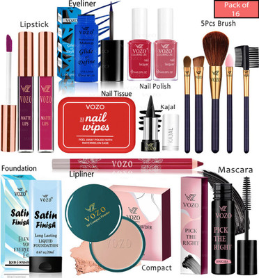 VOZO Complete Makeup Kit with 16 Must-Have Beauty Essentials 347(Pack of 16)