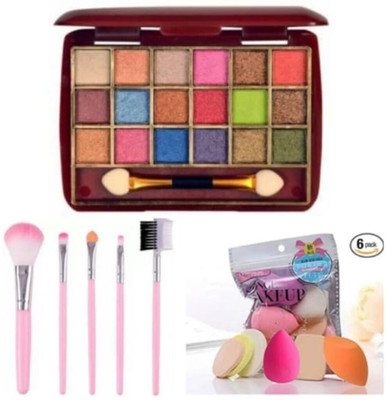 lately 18COLOR EYESHADOW WITH MAKEUP BRUSH & BLENDER PUFF