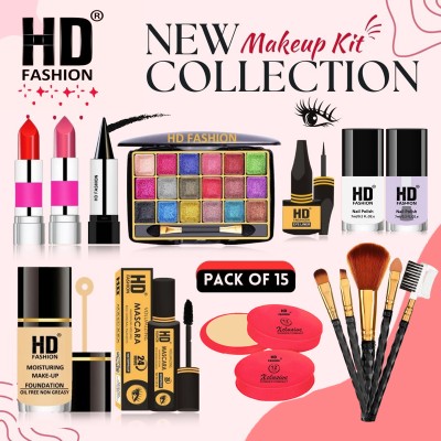 HD Fashion Magical 15Pcs. Xclusive Instant Glow All In One Waterproof Makeup Kit HCA1713(Pack of 15)