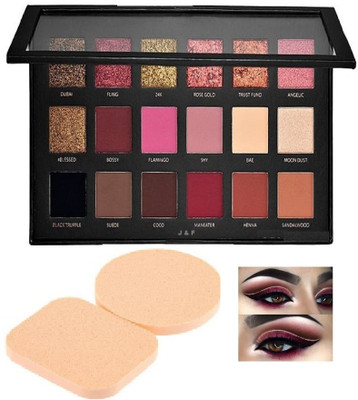 J & F Hinshitshu Perfect Quality Rose Gold Eyeshadow Palette with 2 in 1 Blender Puff