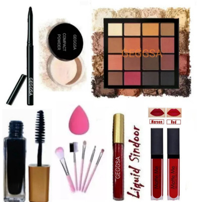 Geggsa Makeup Combo Kit with Eyeshadow Palette 16 Color(Pack of 8)