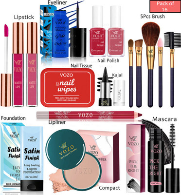 VOZO Complete Makeup Kit with 16 Must-Have Beauty Essentials 315(Pack of 16)