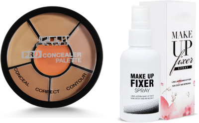 VERGE Pro Concealer Palette (01) with Long Lasting Make up Fixer(Pack of 2)