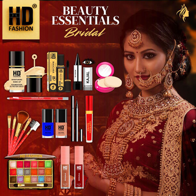 HD Fashion 17 Bridal Essentials-All in One Waterproof Makeup Kit Full Set for Bride HDB982(Pack of 17)