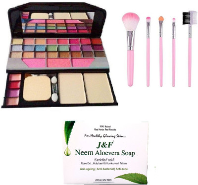 Zailie Makeup Kit 6155 With 5 Pc Makeup Brush Set And Neem Aloevera Soap 100 G