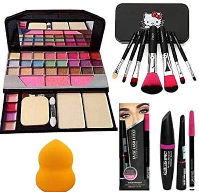 Pohok 6155 Make Up Kit Girls & Make Up Brushes & 1 Puff & 3 IN 1(Pack of 6)