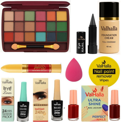 Valhalla Complete 10 in 1 Makeup Essentials Combo Kit for Women & Girls(Pack of 10)