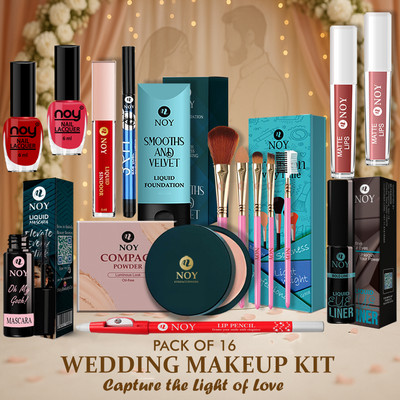NOY Complete Makeup Kit Waterproof Bridal Beauty Combo for Wedding Party(Pack of 16)