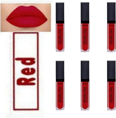 Geggsa Long Stay Sensational Liquid Matte Red Lipstick(Pack of 6)