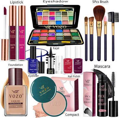 VOZO Makeup Kit Sets One-stop Beauty Package for Beginners and Professionals ST-206(Pack of 15)