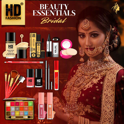 HD Fashion 17 Bridal Essentials-All in One Waterproof Makeup Kit Full Set for Bride HDB1389(Pack of 17)