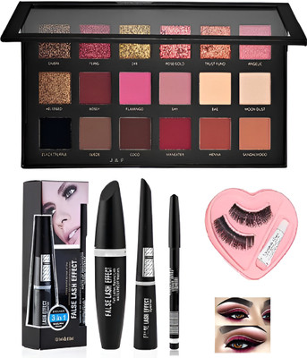 WAHIRA Rose Gold Eyeshadow , 3 in 1 Eyeliner Mascara & Pencil With Eyelashes
