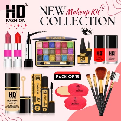 HD Fashion Magical 15Pcs. Xclusive Instant Glow All In One Waterproof Makeup Kit HCA1842(Pack of 15)