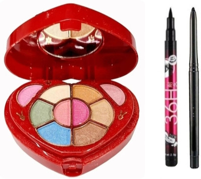 Ashyra Heart Shape Makeup Kit with 36H Black Eyeliner with Black Intense Kajal(Pack of 3)