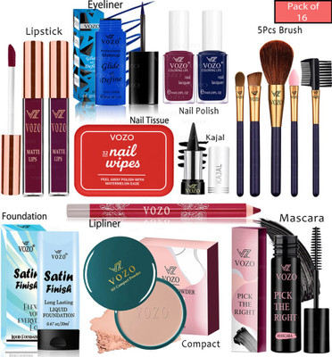 VOZO Bridal Makeup Kit Combo Collection 16 Must-Have Beauty Essentials 262(Pack of 16)