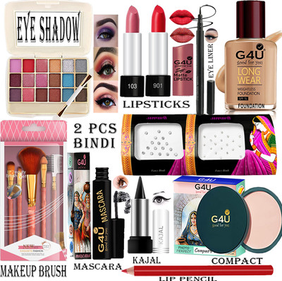 G4U 16Pcs Pack Classics Cute & Bold Makeup Kit Set For Girls/Women 26j2022A28(Pack of 16)