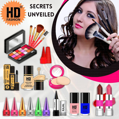 HD Fashion 21 Pcs. Glam Kit Secrets Unveiled Waterproof Makeup Kit Full Set for Women A544(Pack of 21)