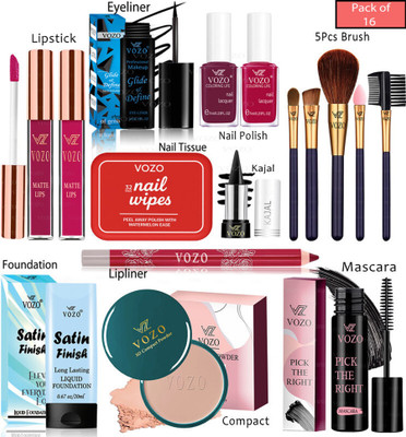 VOZO Bridal Makeup Kit Combo Collection 16 Must-Have Beauty Essentials 373(Pack of 16)