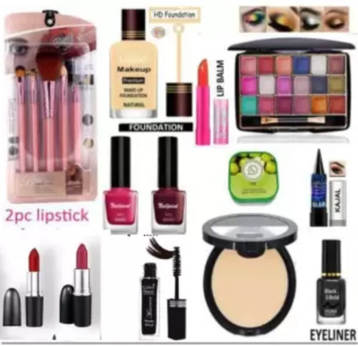 swenky eyeliner mascara kajal lipstick compact foundation nail polish & makeup brush(Pack of 13)