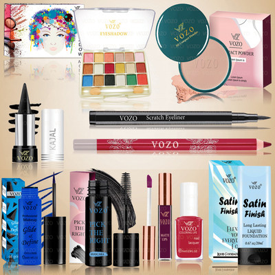 VOZO Glamour Makeup Kit with 10 Shades and Tools for Professional Use Set-290(Pack of 10)
