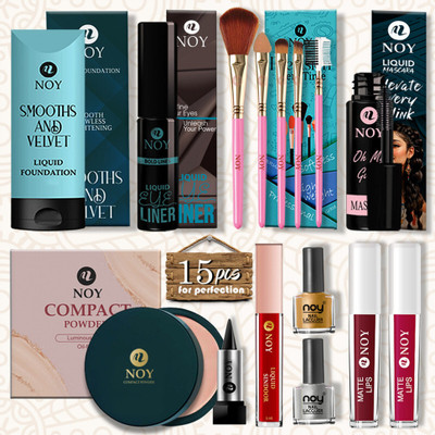 NOY Makeup Combo Set For Women Full Kit For Effortless College & Office Glam(Pack of 15)
