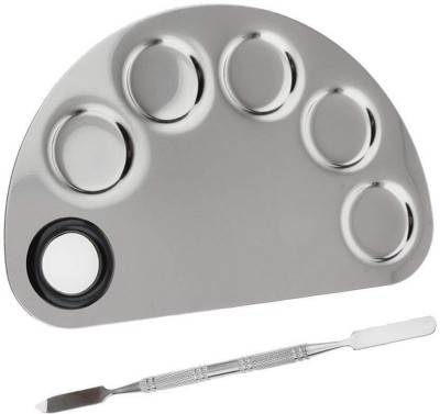 KIRA Stainless Steel Cosmetic Mixing Palette With 5 Holes For Women (Silver)