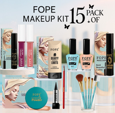 FOPE Makeup Kit For College Girls Affordable Stylish Modern Bridal Ready Makeup Combo(Pack of 15)