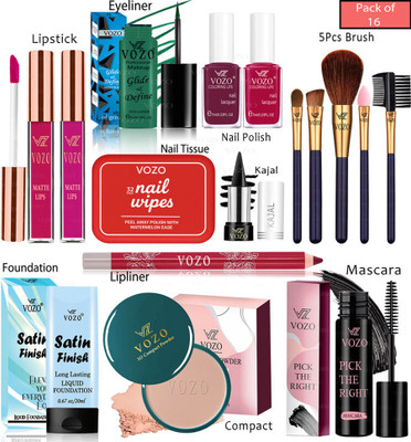 VOZO Bridal Makeup Kit Combo Collection 16 Must-Have Beauty Essentials 492(Pack of 16)