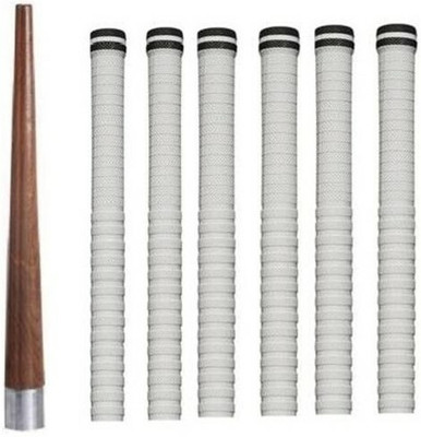 Fitdex 1-Cricket Bat Handle Gripper (Wooden Cone), 6-White Grip, Wooden Bat Mallet