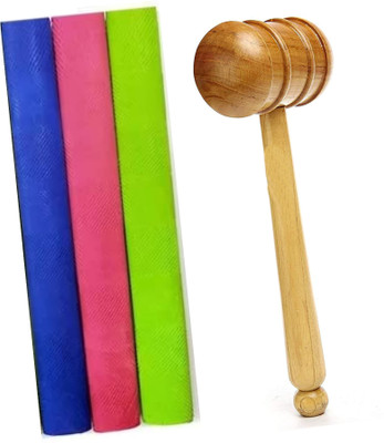 LCARNO Cricket Bat Knocking Hammer, 3-multicolour Grip, Wooden Bat Mallet