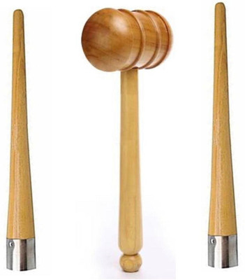 LCARNO Set Of Cricket Bat Double Sided Knocking Hammer with Cricket Bat Handle Cone Wooden Bat Mallet