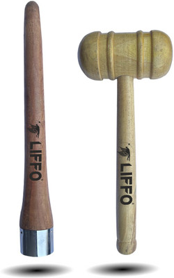 Liffo Mallet Hammer for Knocking Cricket Bat and Grip Cone Wooden Combo Pack of 2 Wooden Bat Mallet