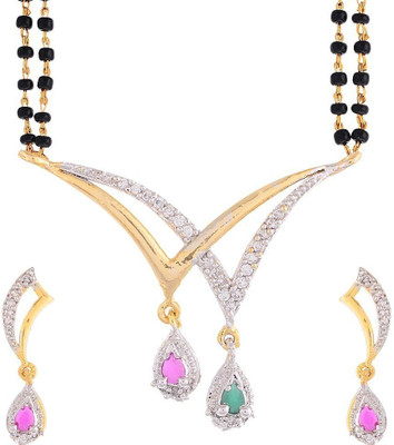 Anamya Alloy Gold-plated Black Jewellery Set(Pack of 1)