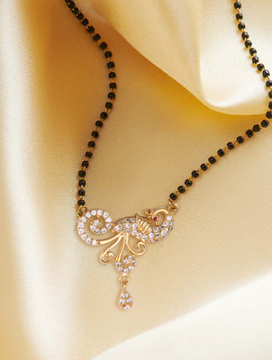 Miami Mangalsutra for women Simple Design Short Chain Ad golden magalsutra 1 gram gold Brass, Copper, Metal, Crystal, Stone Mangalsutra