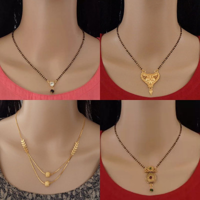 RAMDEV ART FASHION JEWELLERY Designer Alloy Gold Plated Mangalsutra For Women and Girls Pack of 4 Alloy Mangalsutra