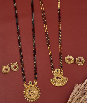 WoyGems Alloy Gold-plated Gold, Black Jewellery Set(Pack of 2)