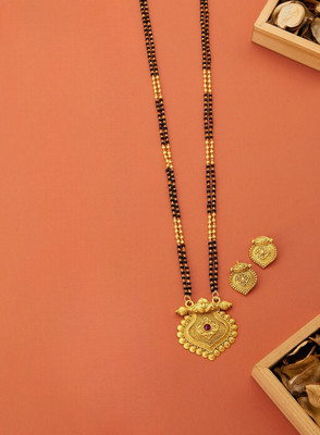 WoyGems Alloy Gold-plated Gold, Black Jewellery Set(Pack of 2)