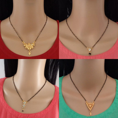 RAMDEV ART FASHION JEWELLERY Designer Alloy Gold Plated Mangalsutra For Women and Girls Pack of 4 Alloy Mangalsutra