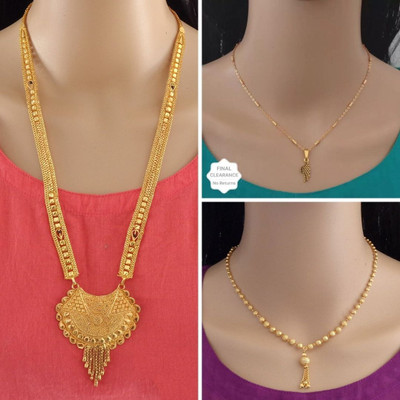 Dency Brass Gold-plated Gold Jewellery Set(Pack of 3)