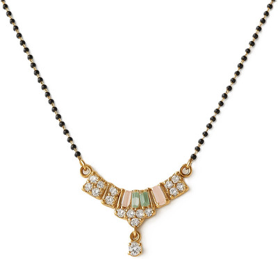 Sradha Elegant Gold-Plated Mangalsutra with CZ Stones & Multicolor Pendant for Women Alloy Mangalsutra
