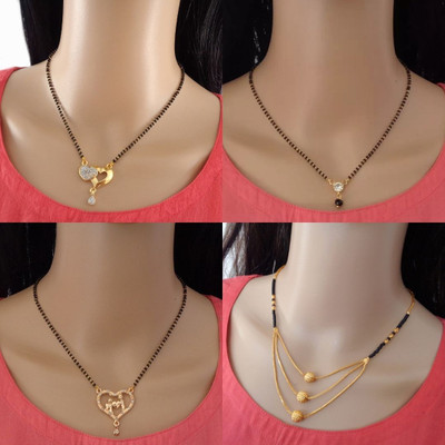Dency Designer Alloy Gold Plated Mangalsutra For Women and Girls Pack of 4 Alloy Mangalsutra