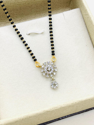 Temora American Diamond Short Mangalsutra For Women Brass Mangalsutra
