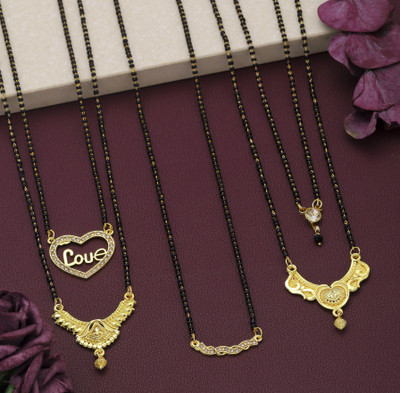 VEMISHTI Gold Mangalsutra For women Stylish Brass Mangalsutra Brass, Crystal Mangalsutra