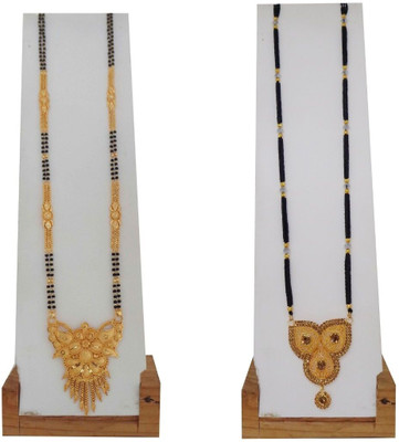 Dency Gold plated Mangalsutra Set Pack Of 2 For Wedding / Daily Use Brass Mangalsutra