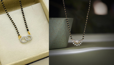 Temora American Diamond Short Mangalsutra For Women Brass Mangalsutra