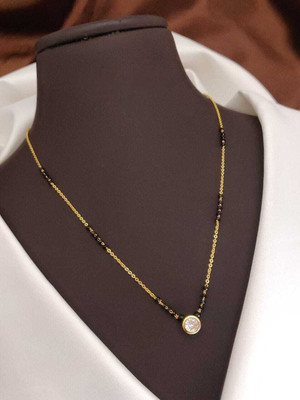 Shree Enterprise Single Diamond With Black Crystal 18 Inch Mangalsutra Alloy, Brass Mangalsutra