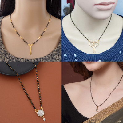 VPCREATION American Diamond Gold Plated Combo of 4 Mangalsutra For Women Alloy Mangalsutra