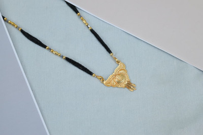 OmVastraa Om Vastra Women's Gold Plated Mangalsutra With Black Beads Long Chain (26 Inch) Brass Mangalsutra