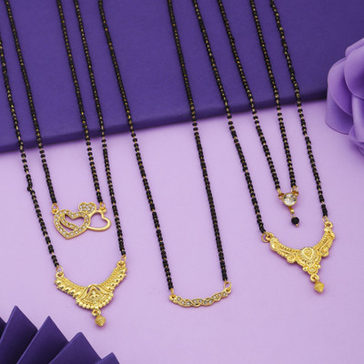 VEMISHTI American Diamond Short Mangalsutra For Women Brass, Crystal Mangalsutra