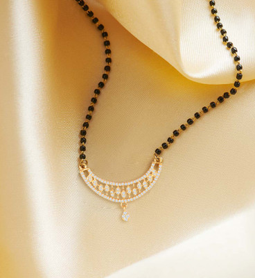 Miami Mangalsutra for women Simple Design Short Chain Ad golden magalsutra 1 gram gold Brass, Copper, Metal, Crystal, Stone Mangalsutra